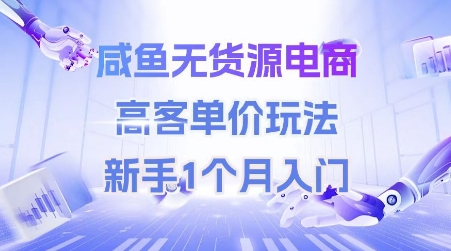 咸鱼无货源电商，高客单价玩法，新手1个月入门|学课链网创