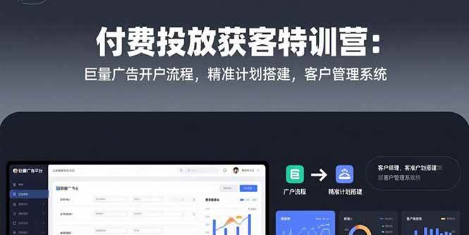 （15426期）付费投放获客特训营：巨量广告开户流程，精准计划搭建，客户管理系统|学课链网创