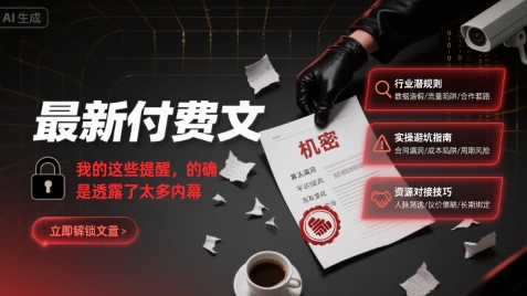 最新付费文：我的这些提醒，的确是透露了太多内幕|学课链网创