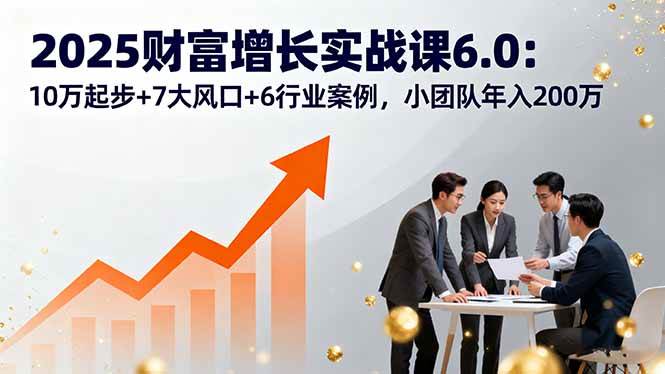 （16004期）2025财富增长实战课6.0：10万起步+7大风口+6行业案例，小团队年入200万|学课链网创