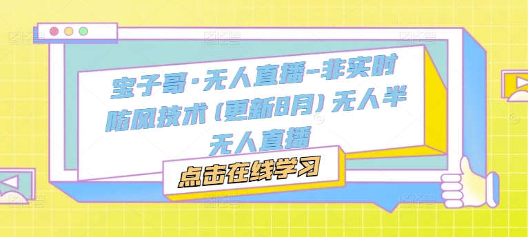宝子哥·无人直播-非实时防风技术(更新25年6月)无人半无人直播|学课链网创