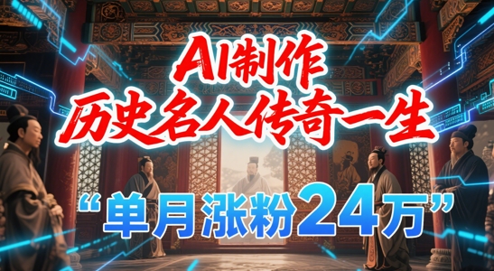 暴力起号！用AI制作历史名人传奇一生，单月涨粉24W，涨粉+变现赛道黑马来了|学课链网创