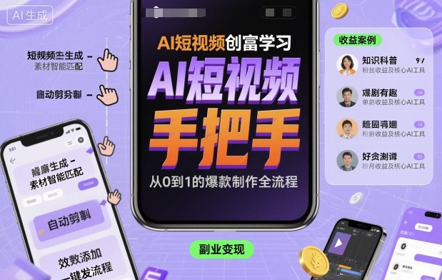 AI短视频创富学习，手把手教会你制作AI短视频|学课链网创