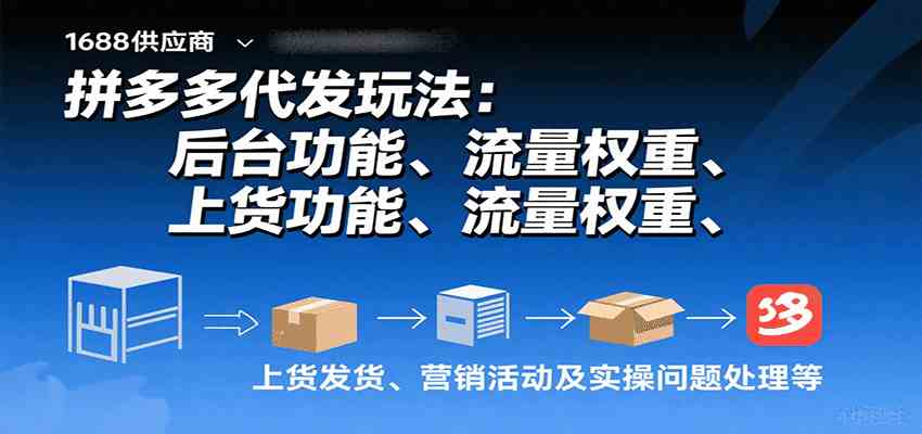 拼多多代发玩法:后台功能、流量权重、上货发货、营销活动及实操问题处理等|学课链网创
