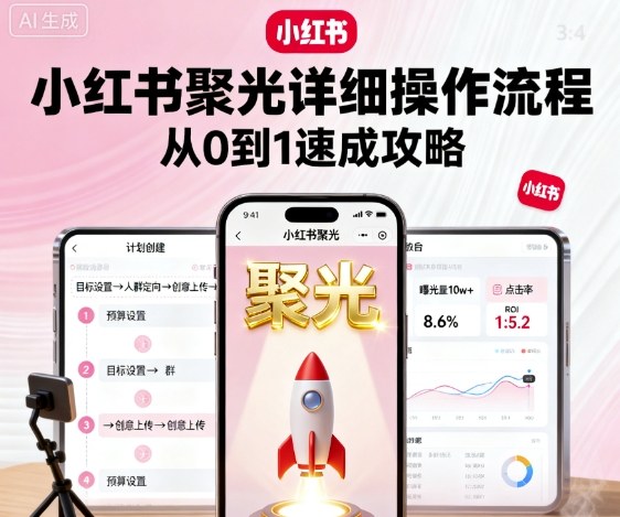 小红书聚光详细操作流程，小红书聚光从0到1速成攻略|学课链网创