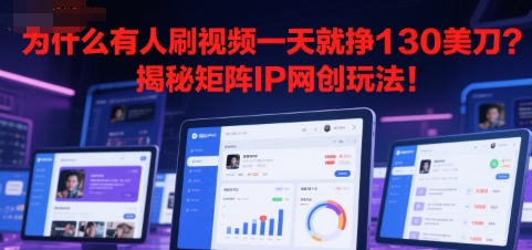 为什么有人刷视频一天就挣130美刀？揭秘矩阵IP网创玩法!|学课链网创