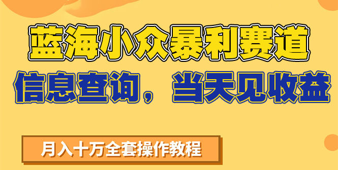 蓝海小众暴利赛道，信息查询，当天见收益，不讲玄学，7天搞了2万+|学课链网创