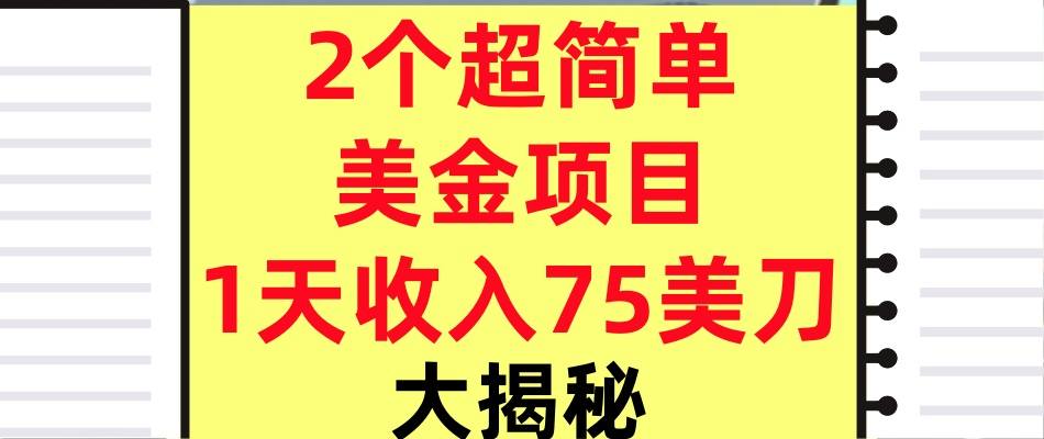 2个超简单美金项目，1天收入75美刀，3分钟学会，内部教程（大揭秘）|学课链网创