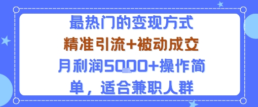 小众赛道玩法：当下最热门的变现方式，精准引流+被动成交月利润5k+操作简单，适合兼职人群|学课链网创