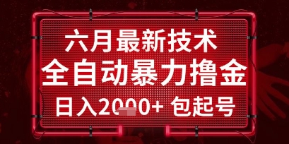 六月最新技术全自动暴力撸金，稳定日入2k+包起号，长期稳定【揭秘】|学课链网创