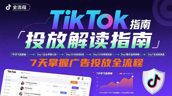 （15753期）TikTok投放解读指南：后台操作/计划建立/模式选择，7天掌握广告投放全流程|学课链网创