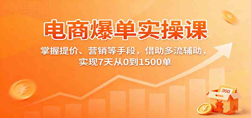 电商爆单实操课：掌握提价、营销等手段，借助多流辅助，实现7天从0到1500单|学课链网创