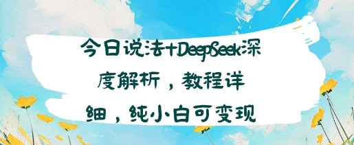今日说法+DeepSeek深度解析，教程详细，纯小白可变现|学课链网创