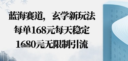 蓝海赛道,玄学新玩法每单168米,每天稳定多张收益,无限制引流可以过豆荚玩法|学课链网创