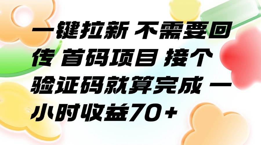 （15588期）一键拉新 不需要回传 首码项目 接个验证码就算完成 一小时收益70+|学课链网创