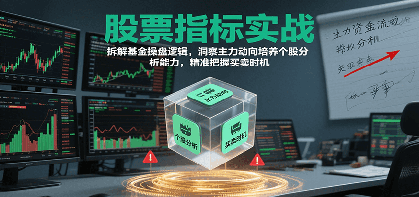 股票指标实战，拆解基金操盘逻辑，洞察主力动向培养个股分析能力，精准把握买卖时机|学课链网创