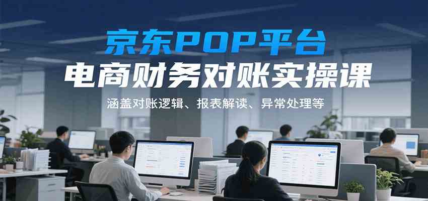 京东POP平台电商财务对账实操课，涵盖对账逻辑、报表解读、异常处理等|学课链网创