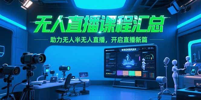 （15218期）无人直播课程汇总，含非实时防风技术，助力无人半无人直播，开启直播新篇|学课链网创