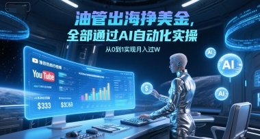 油管出海挣美金，全部通过AI自动化实操，从0到1实现月入过W|学课链网创