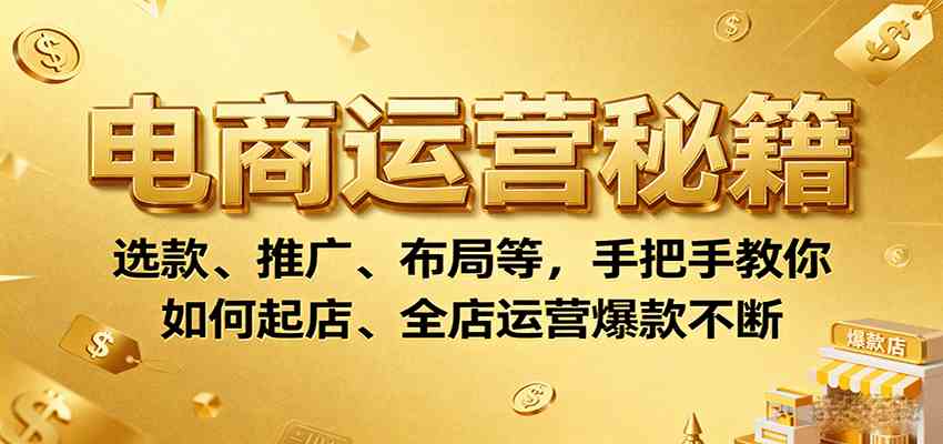 电商运营秘籍：选款、推广、布局等，手把手教你如何起店、全店运营爆款不断|学课链网创