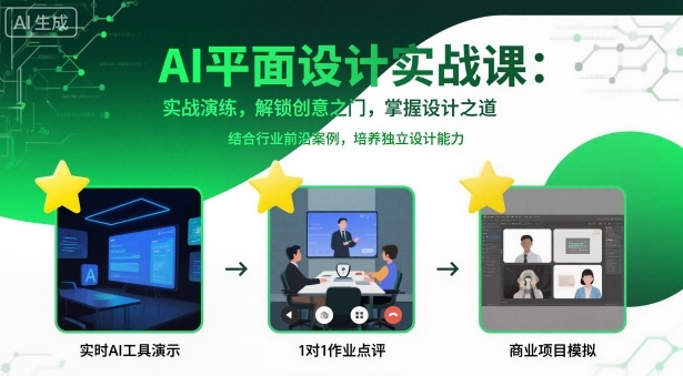 AI平面设计实战课,实战演练,解锁创意之门,掌握设计之道|学课链网创