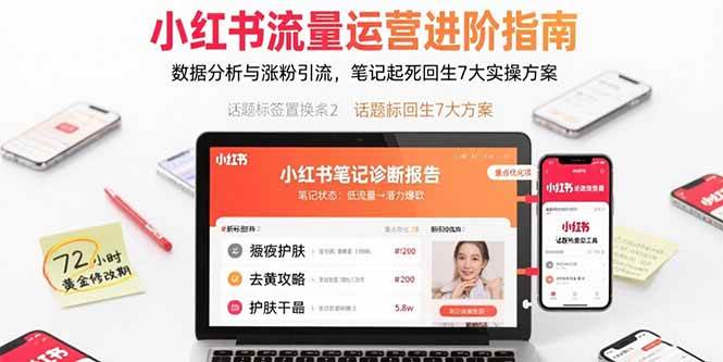 （15827期）小红书流量运营进阶指南，数据分析与涨粉引流，笔记起死回生7大实操方案|学课链网创