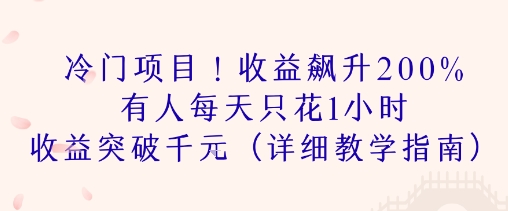 冷门项目！收益飙升200% 有人每天只花1小时 收益突破1k(详细教学指南)|学课链网创