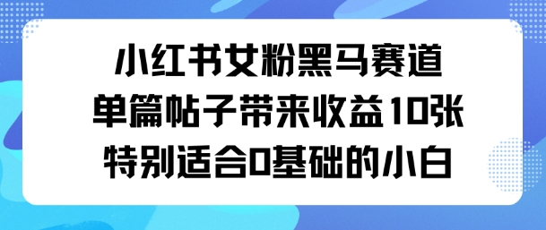 小红书女粉黑马赛道单篇帖子带来收益10张特别适合0基础的小白