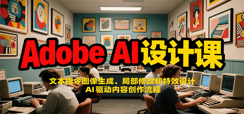 Adobe AI设计课：文本指令图像生成、局部修改和特效设计，AI驱动内容创作流程|学课链网创