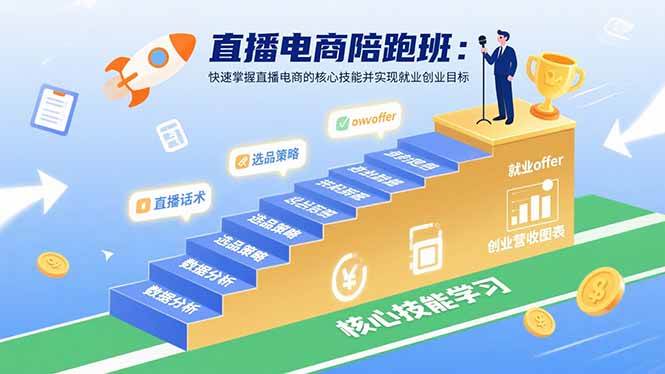 （15900期）直播电商陪跑班：快速掌握直播电商的核心技能并实现就业/创业目标|学课链网创