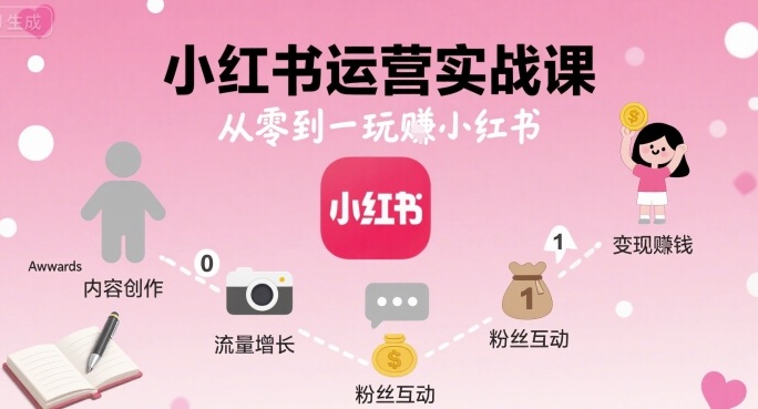 小红书运营实战课，从零到一玩賺小红书|学课链网创