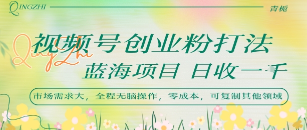 视频号创业粉打法，日入1k，蓝海项目，市场需求大，全程无脑操作，可复制|学课链网创