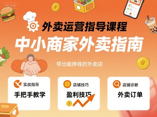 外卖运营指导课程，中小商家外卖指南，手把手带出能挣钱的外卖店|学课链网创