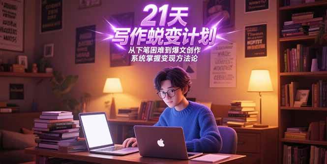 （15204期）21天写作蜕变计划，从下笔困难到爆文创作，系统掌握变现方法论|学课链网创