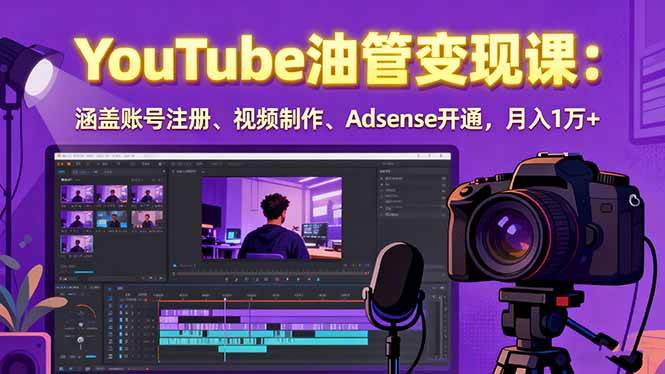 （15987期）2025YouTube油管变现课：涵盖账号注册、视频制作、Adsense开通，月入1万+|学课链网创