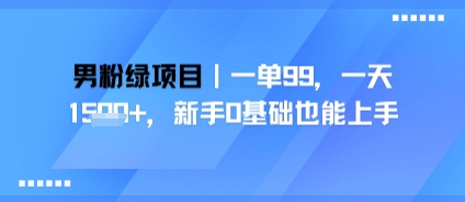 男粉绿项目，一单99，新手0基础也能上手，刚需稳定|学课链网创