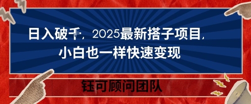 日入破K，2025最新搭子项目，小白也一样快速变现|学课链网创