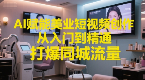 AI赋能美业短视频创作，从入门到精通，打爆同城流量，超级AI工具短视频实操落地|学课链网创