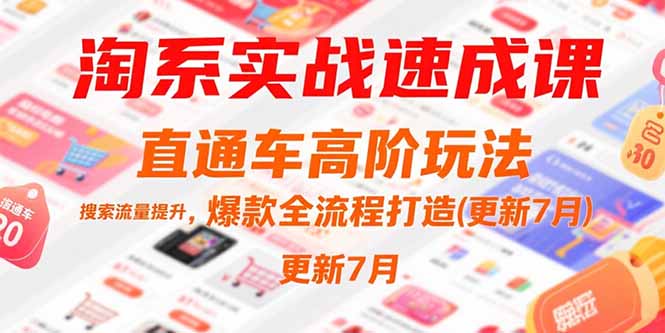 淘系实战速成课，直通车高阶玩法，搜索流量提升，爆款全流程打造(更新7月|学课链网创