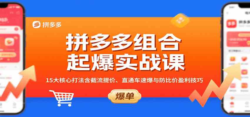 拼多多组合起爆实战课：15大核心打法含截流提价、直通车速爆与防比价盈利技巧|学课链网创