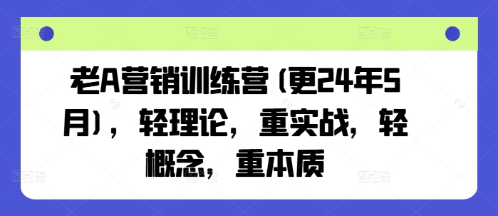 老A营销训练营(更25年7月)，轻理论，重实战，轻概念，重本质|学课链网创