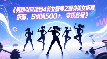 男粉引流项目4美女账号之健身美女拆解，日引流500+，变现多张|学课链网创