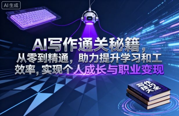 AI写作通关秘籍，从零到精通，助力提升学习和工作效率，实现个人成长与职业变现|学课链网创