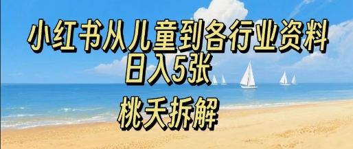 小红书从儿童到各行业学习资料，日入5张|学课链网创