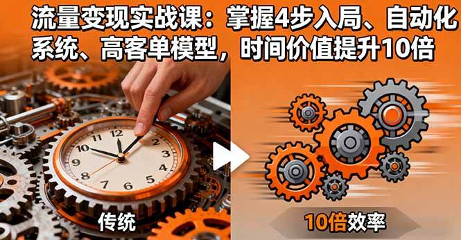 (16197期)流量变现实战课:掌握4步入局、自动化系统、高客单模型,时间价值提升10倍|学课链网创