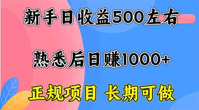(16132期)新手日收益500+ 正规项目 长期可做|学课链网创