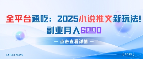 全平台通吃：2025小说推文新玩法，副业月入6k|学课链网创