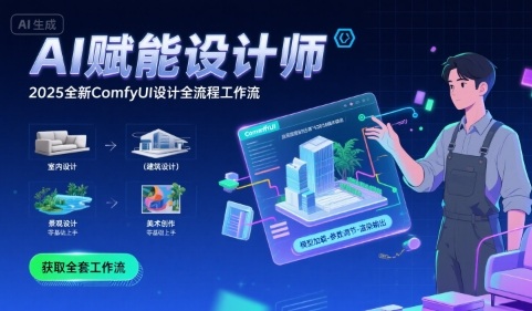 AI赋能设计师， 2025全新comfyui设计全流程工作流 ，室内-建筑-景观-美术，零基础直接上手|学课链网创