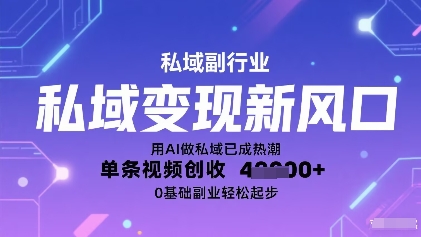 私域变现新风口:用AI做私域已成热潮,单条视频创收1k+,0基础副业轻松起步|学课链网创