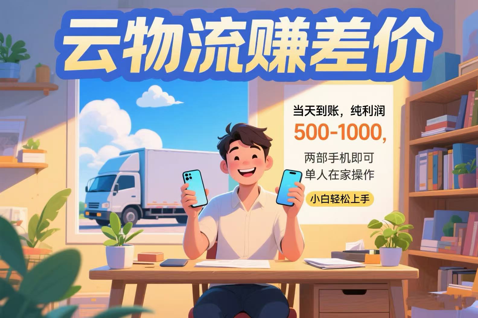 云物流赚差价 当天到账纯利润500-1000 两部手机即可 可单人在家操作 小…|学课链网创